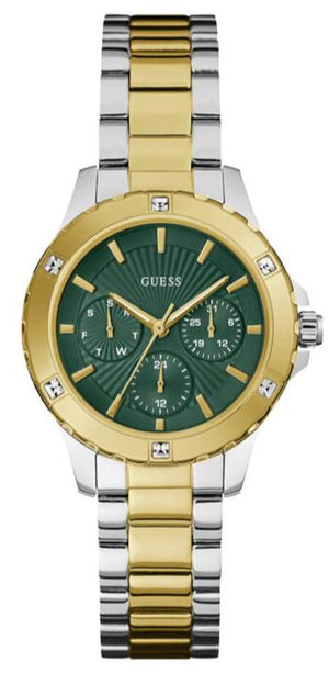 Guess Mist Analog Green Dial Two Tone Steel Strap Watch For Women - GW0723L1 Buy Now By Guess