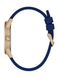 Guess Multifunction Crystals Rose Gold Dial Blue Rubber Strap Watch For Women - GW0439L4 Buy Now By Guess