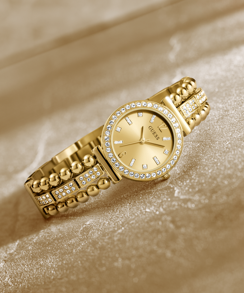 Guess Gala Diamonds Gold Dial Gold Steel Strap Watch for Women - GW0401L2 Buy Now By Guess