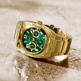 Guess Trend Analog Green Dial Gold Steel Strap Watch For Men - GW0624G2 Buy Now By Guess