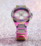 Guess Lady Frontier Diamonds Silver Dial Multicolor Steel Strap Watch for Women - GW0044L1 Buy Now By Guess