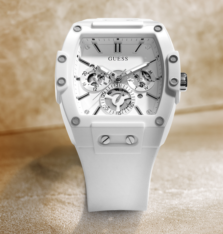 Guess Phoenix Multifunction White Dial White Rubber Strap Watch for Men - GW0203G2 Buy Now By Guess