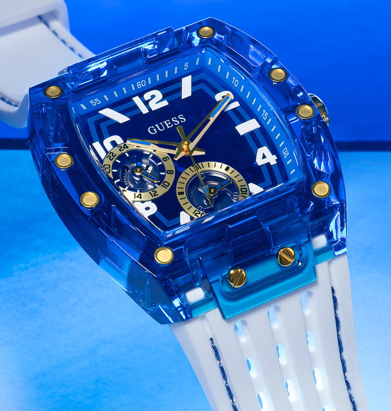 Guess Phoenix Analog Blue Dial White Silicone Strap Watch For Men - GE0499G6 Buy Now By Guess