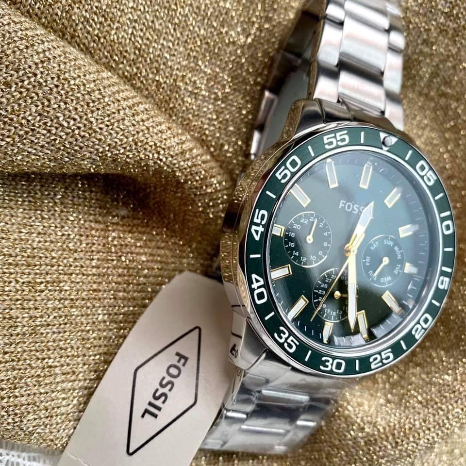 Fossil Bannon Chronograph Green Dial Silver Steel Strap Watch for Men - BQ2492 Buy Now By Fossil