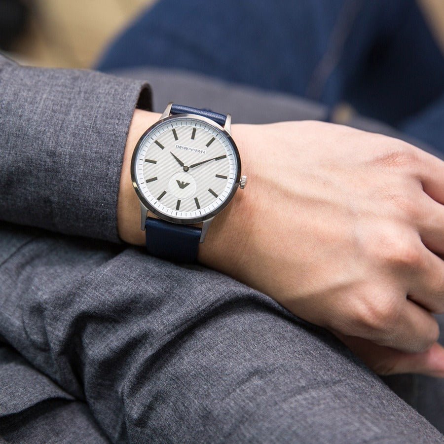 Emporio Armani Renato White DIal Blue Leather Strap Watch For Men - AR11119 Buy Now By Emporio Armani