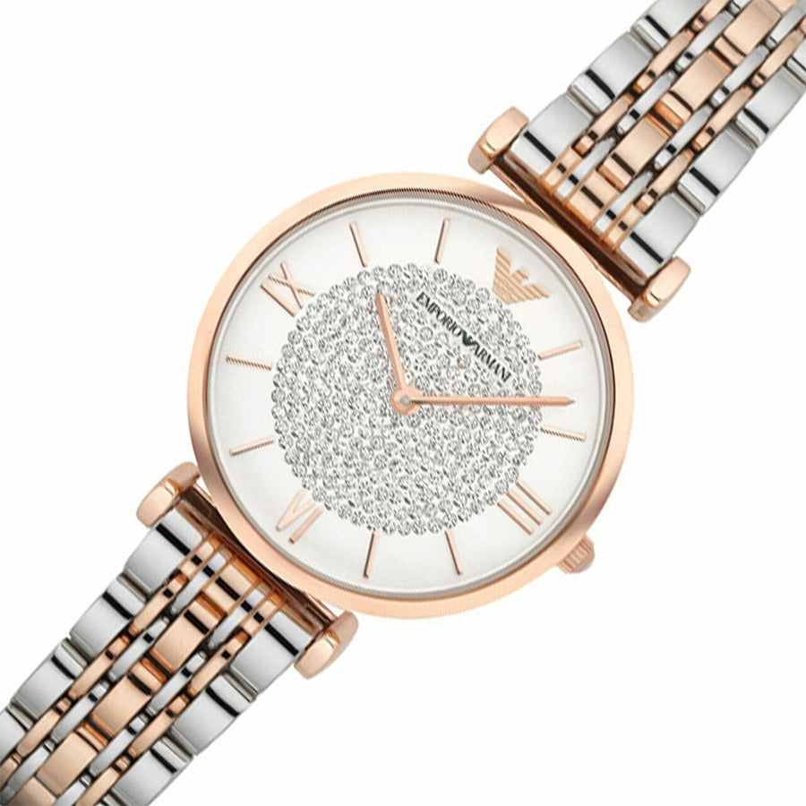 Emporio Armani Gianni T Bar Quartz White Dial Two Tone Steel Strap Watch For Women - AR80035 Buy Now By Emporio Armani