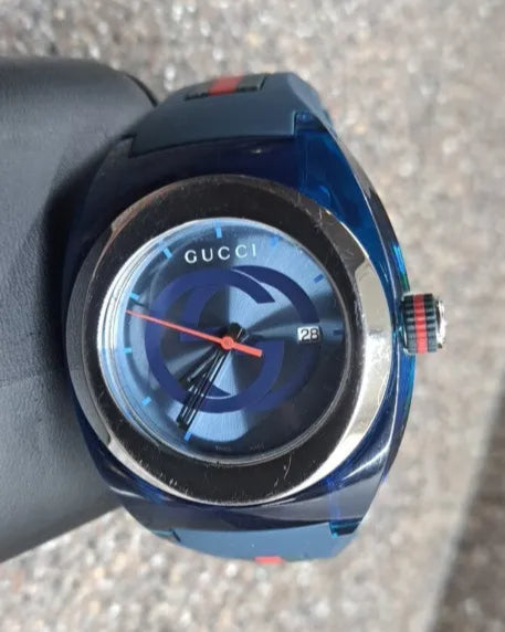 Gucci Sync XXL Quartz Blue Dial Blue Rubber Strap Watch For Men - YA137104 Buy Now By Gucci