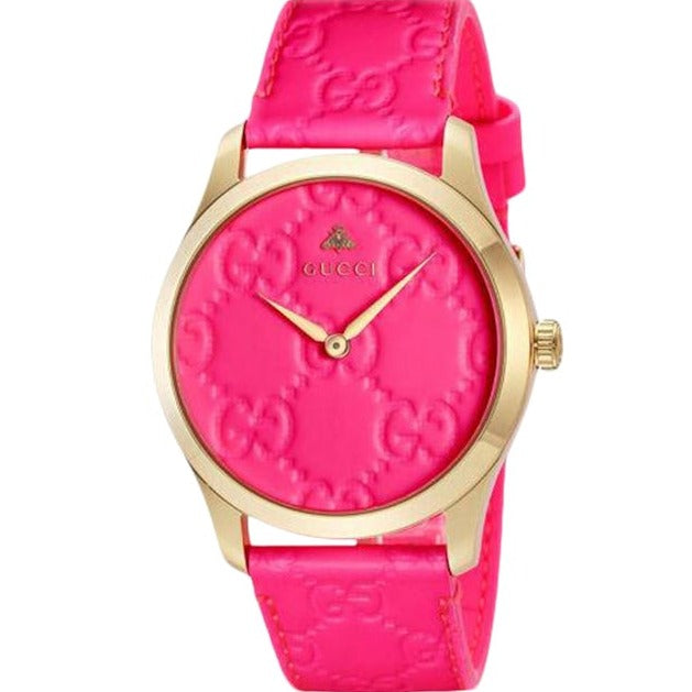 Gucci G Timeless Quartz Pink Dial Pink Leather Strap Watch For Women - YA1264115 Buy Now By Gucci