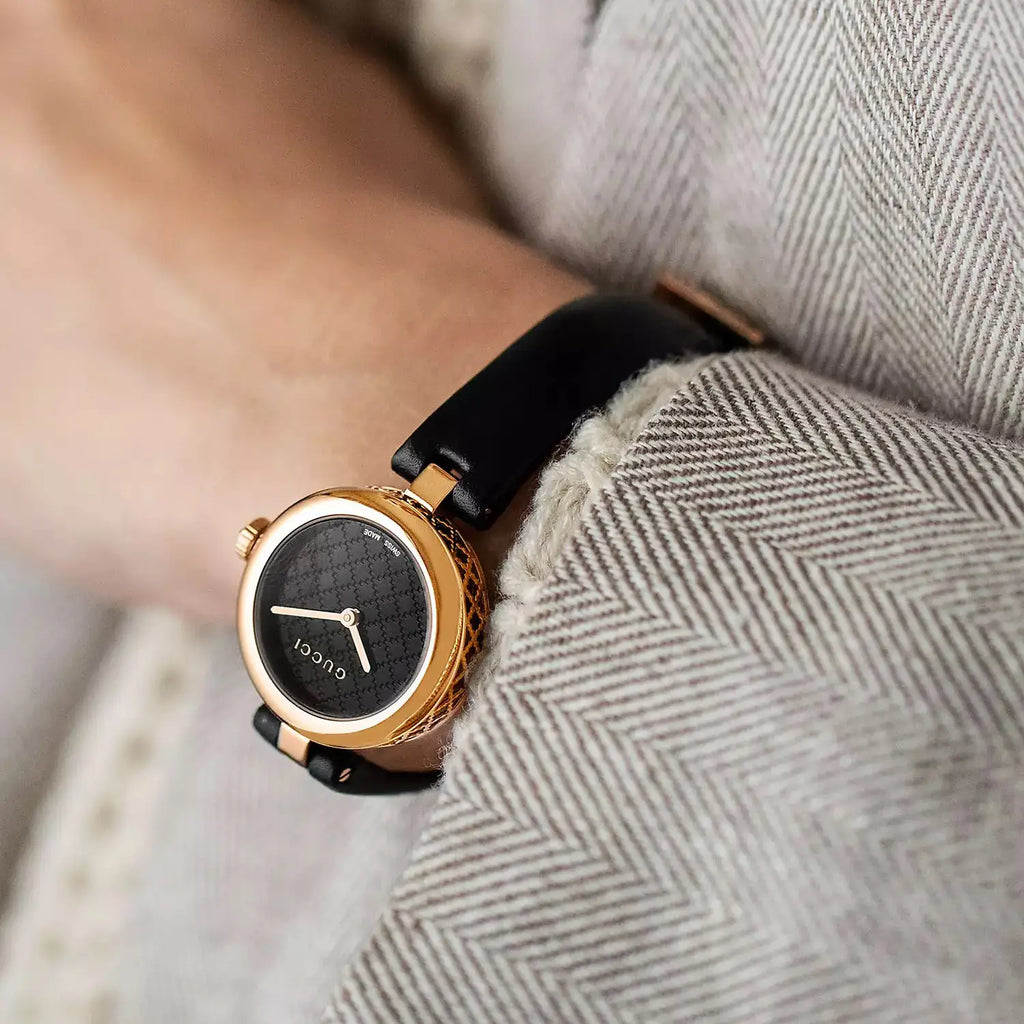 Gucci Diamantissima Quartz Black Dial Black Leather Strap Watch for Women - YA141501 Buy Now By Gucci