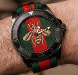 Gucci Dive Green & Red Dial Green & Red Nylon Strap Watch For Men - YA136216 Buy Now By Gucci