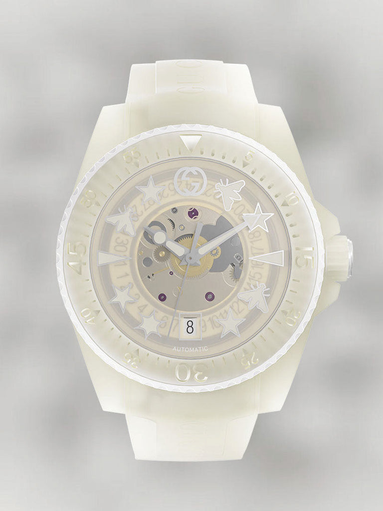 Gucci Dive Automatic White Dial White Rubber Strap Unisex Watch - YA136342 Buy Now By Gucci
