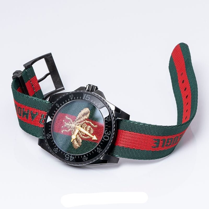 Gucci Dive Green & Red Dial Green & Red Nylon Strap Watch For Men - YA136216 Buy Now By Gucci