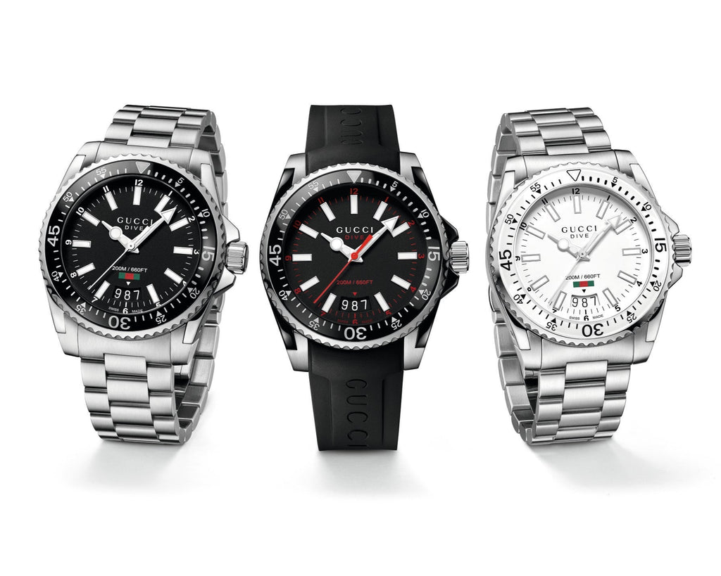 Gucci Dive Quartz Black Dial Black Rubber Strap Watch For Men - YA136303 Buy Now By Gucci