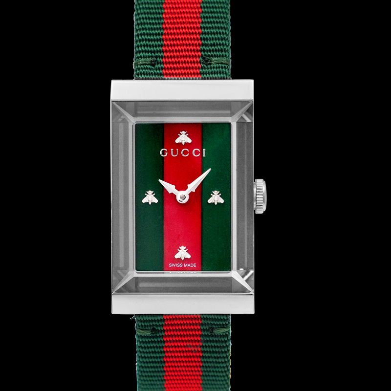 Gucci G-Frame Mother of Pearl Dial Two Tone Nylon Strap Watch For Women - YA147404 Buy Now By Gucci