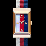 Gucci G-Frame Mother of Pearl Dial White Blue Red Nylon Strap Watch For Women - YA147405 Buy Now By Gucci