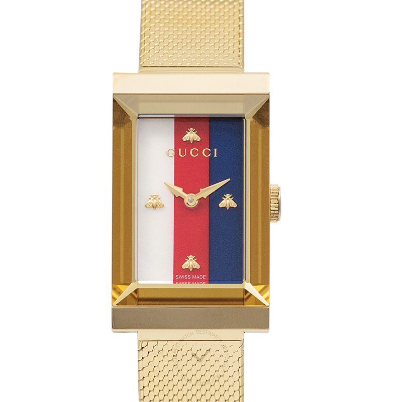Gucci G-Frame Mother of Pearl Dial Yellow Gold Mesh Bracelet Watch For Women - YA147410 Buy Now By Gucci