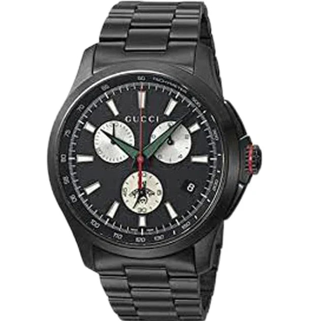 Gucci G-Timeless Chronograph Black Dial Black Steel Strap Watch For Men - YA126268 Buy Now By Gucci