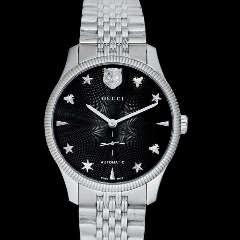 Gucci G Timeless Automatic Black Dial Silver Steel Strap Watch For Men - YA126353 Buy Now By Gucci