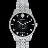 Gucci G Timeless Automatic Black Dial Silver Steel Strap Watch For Men - YA126353 Buy Now By Gucci