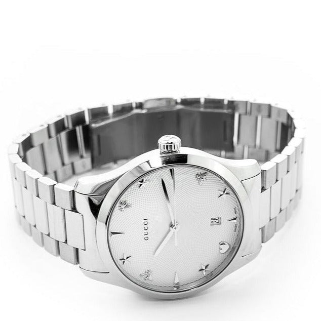 Gucci G Timeless White Dial Silver Steel Strap Watch For Women - YA1264028A Buy Now By Gucci