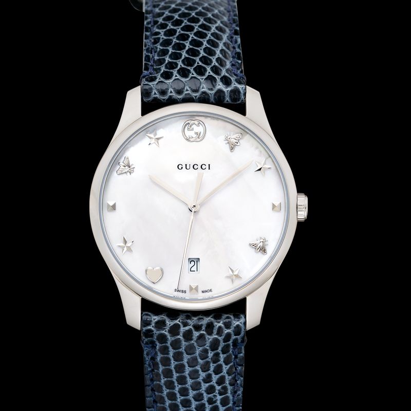 Gucci G-Timeless Signature Mother of Pearl Star Dial Blue Watch For Women - YA126588 Buy Now By Gucci