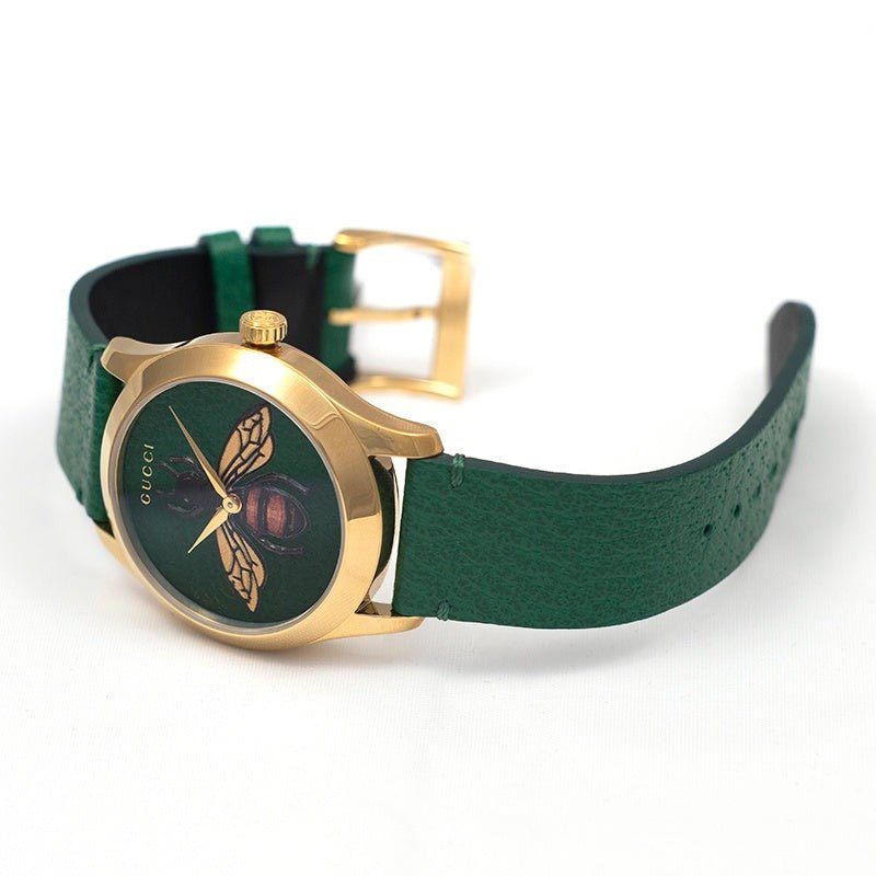 Gucci G Timeless Bee Green Dial Green Leather Strap Watch For Women - YA1264065 Buy Now By Gucci