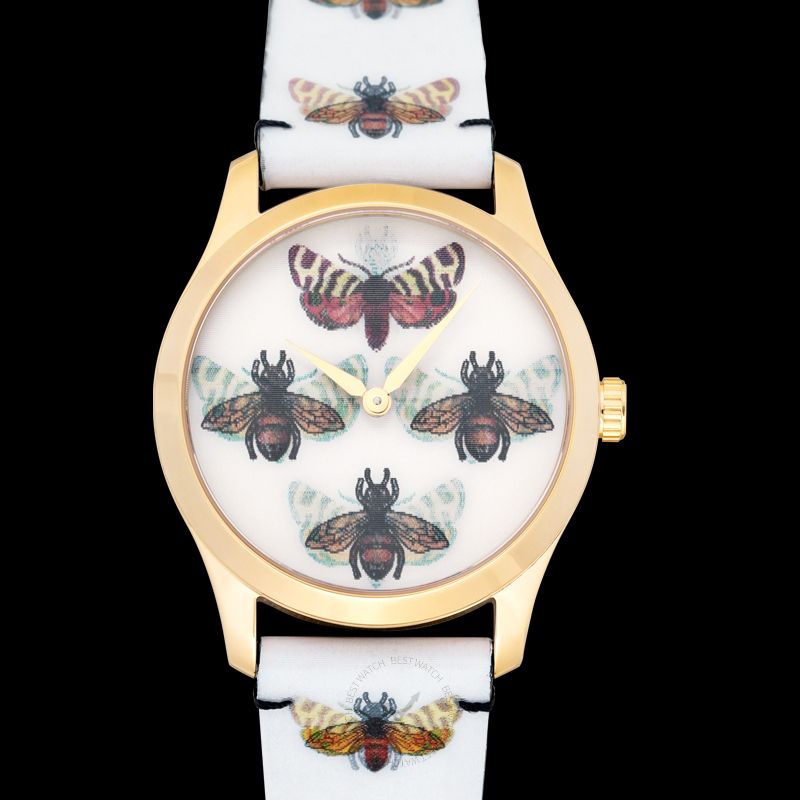 Gucci G Timeless Quartz White Dial White Leather Strap Watch For Women - YA1264109 Buy Now By Gucci