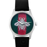 Gucci G Timeless Quartz Green & Red Dial Black Leather Strap Watch For Men - YA1264149 Buy Now By Gucci