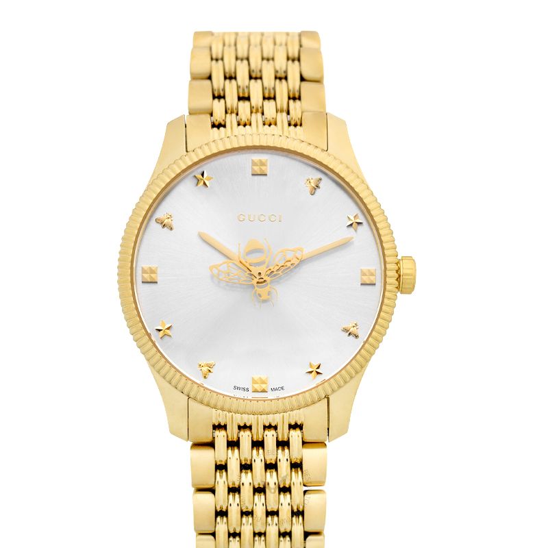 Gucci G Timeless Quartz Silver Dial Gold Steel Strap Watch For Women - YA1264155 Buy Now By Gucci