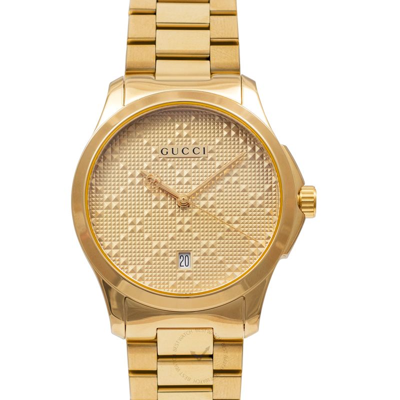 Gucci G Timeless Gold Dial Gold Steel Strap Unisex Watch - YA126461 Buy Now By Gucci