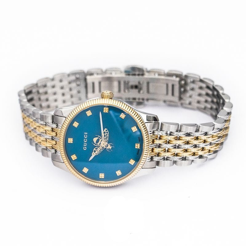 Gucci G Timeless Quartz Blue Dial Two Tone Steel Strap Watch For Women - YA1265029 Buy Now By Gucci