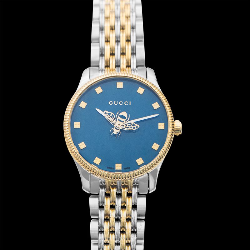 Gucci G Timeless Quartz Blue Dial Two Tone Steel Strap Watch For Women - YA1265029 Buy Now By Gucci