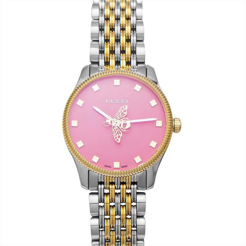 Gucci G Timeless Quartz Pink Dial Two Tone Steel Strap Watch For Women - YA1265030 Buy Now By Gucci