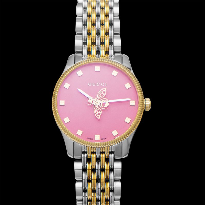 Gucci G Timeless Quartz Pink Dial Two Tone Steel Strap Watch For Women - YA1265030 Buy Now By Gucci