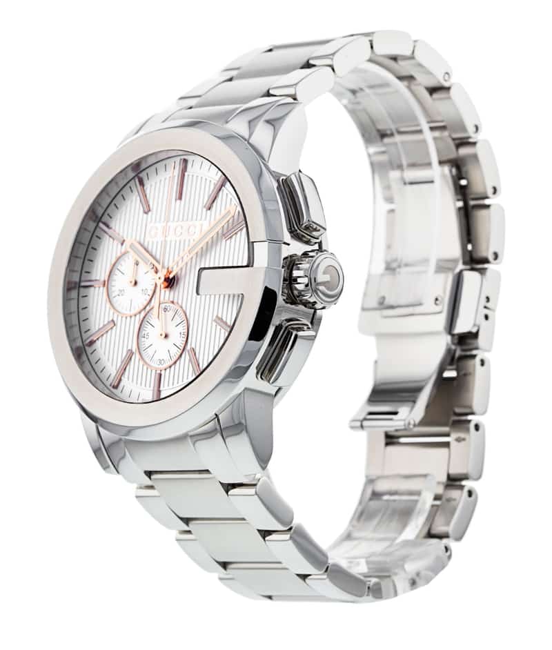 Gucci G Chrono Chronograph Silver Dial Silver Steel Strap Watch For Men - YA101201 Buy Now By Gucci