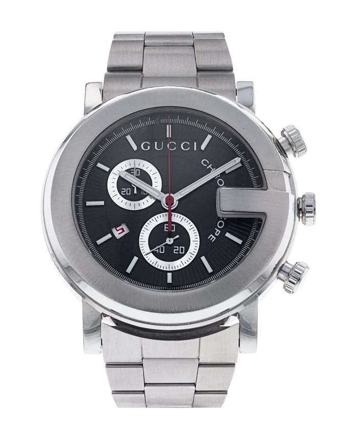 Gucci G Chrono Black Dial Silver Steel Strap Watch For Men - YA101309 Buy Now By Gucci