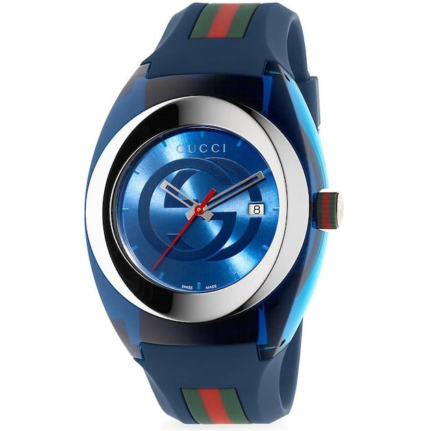 Gucci Sync XXL Quartz Blue Dial Blue Rubber Strap Watch For Men - YA137104 Buy Now By Gucci