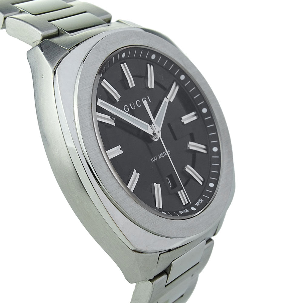 Gucci GG2570 Quartz Black Dial Silver Steel Strap Watch For Men - YA142301 Buy Now By Gucci