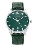 Gucci G-Timeless Mother of Pearl Green Dial Green Leather Strap Watch For Women - YA1264042 Buy Now By Gucci