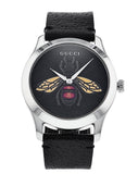 Gucci G Timeless Bee Black Dial Black Leather Strap Watch For Women - YA1264067 Buy Now By Gucci
