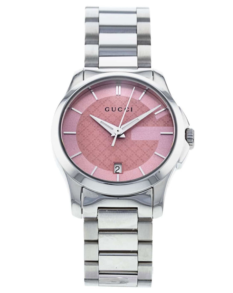 Gucci G Timeless Pink Dial Silver Steel Strap Watch For Women - YA126524 Buy Now By Gucci