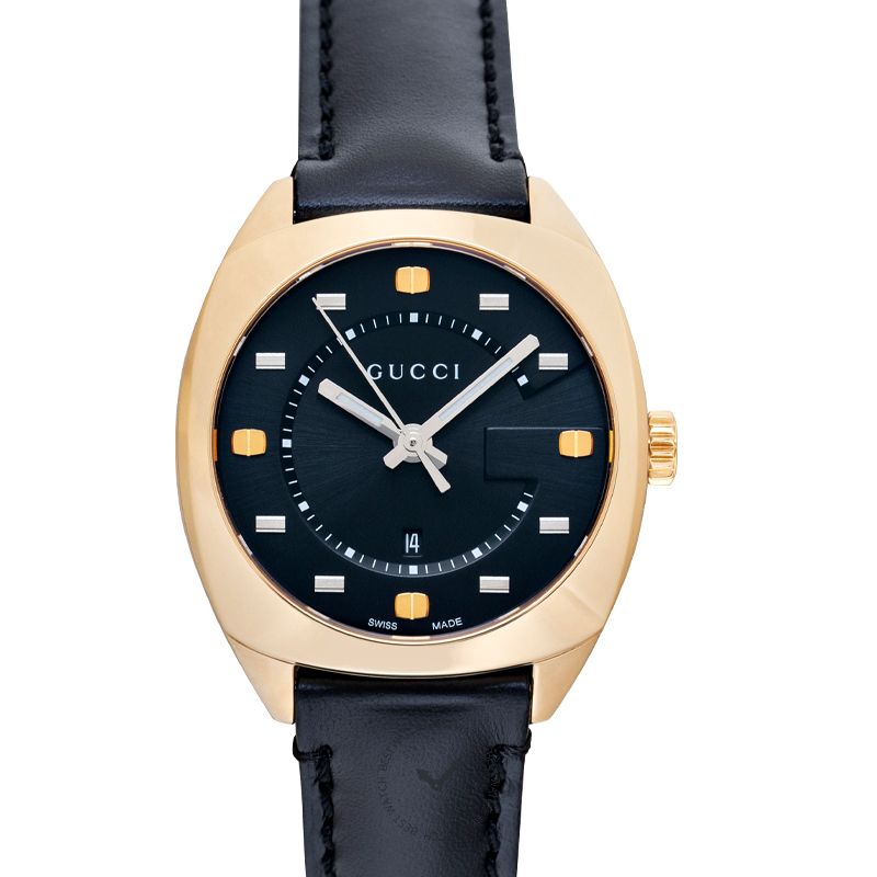 Gucci GG2570 Quartz Black Dial Black Leather Strap Watch For Women - YA142408 Buy Now By Gucci