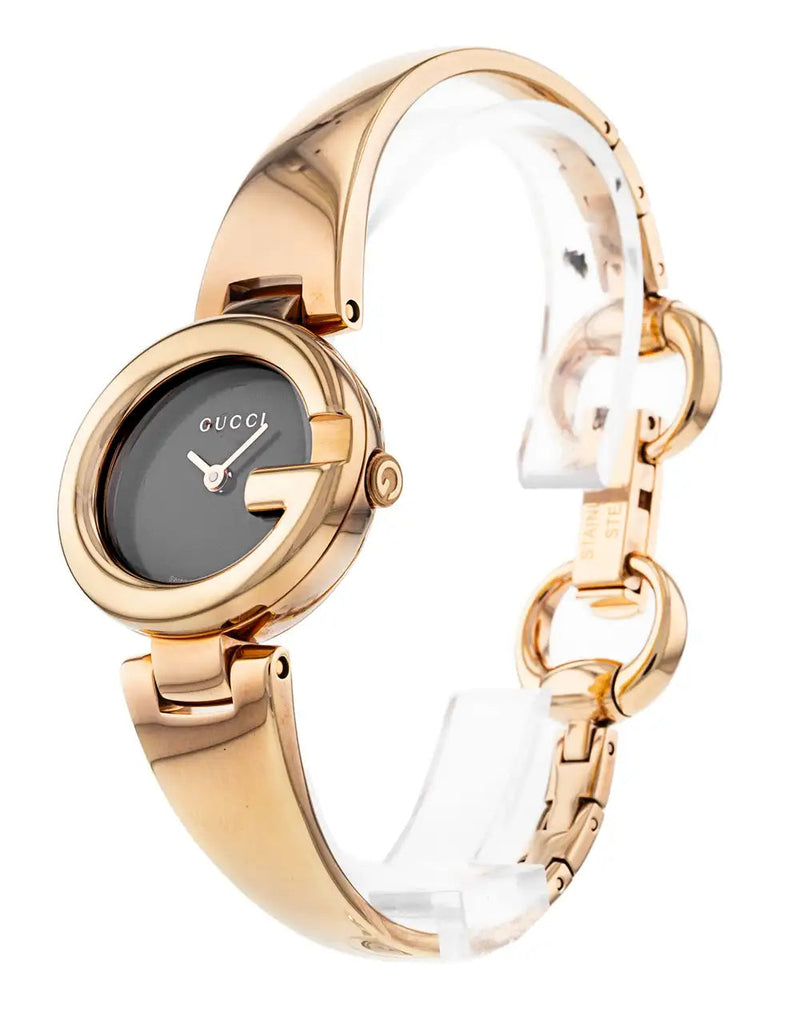 Gucci Guccissima Collection Quartz Black Dial Rose Gold Steel Strap Watch For Women - YA134509 Buy Now By Gucci