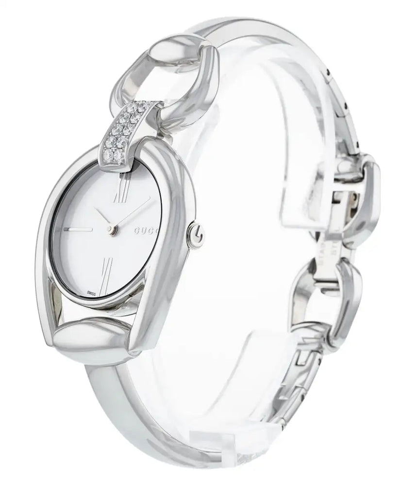 Gucci Horsebit Collection Diamonds Mother of Pearl White Dial Silver Steel Strap Watch For Women - YA139504 Buy Now By Gucci