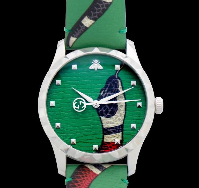 Gucci G Timeless Le Marche Des Merveilles Green Dial Green Leather Strap Watch for Women - YA1264081 Buy Now By Gucci