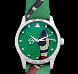 Gucci G Timeless Le Marche Des Merveilles Green Dial Green Leather Strap Watch for Women - YA1264081 Buy Now By Gucci