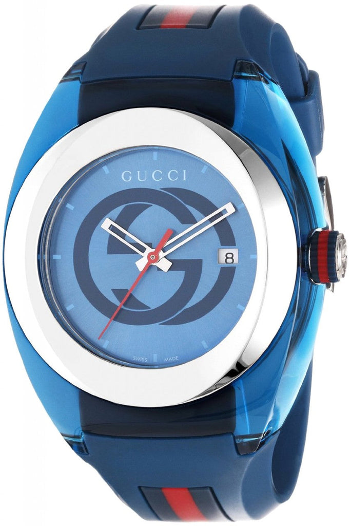 Gucci Sync XXL Quartz Blue Dial Blue Rubber Strap Watch For Men - YA137104 Buy Now By Gucci