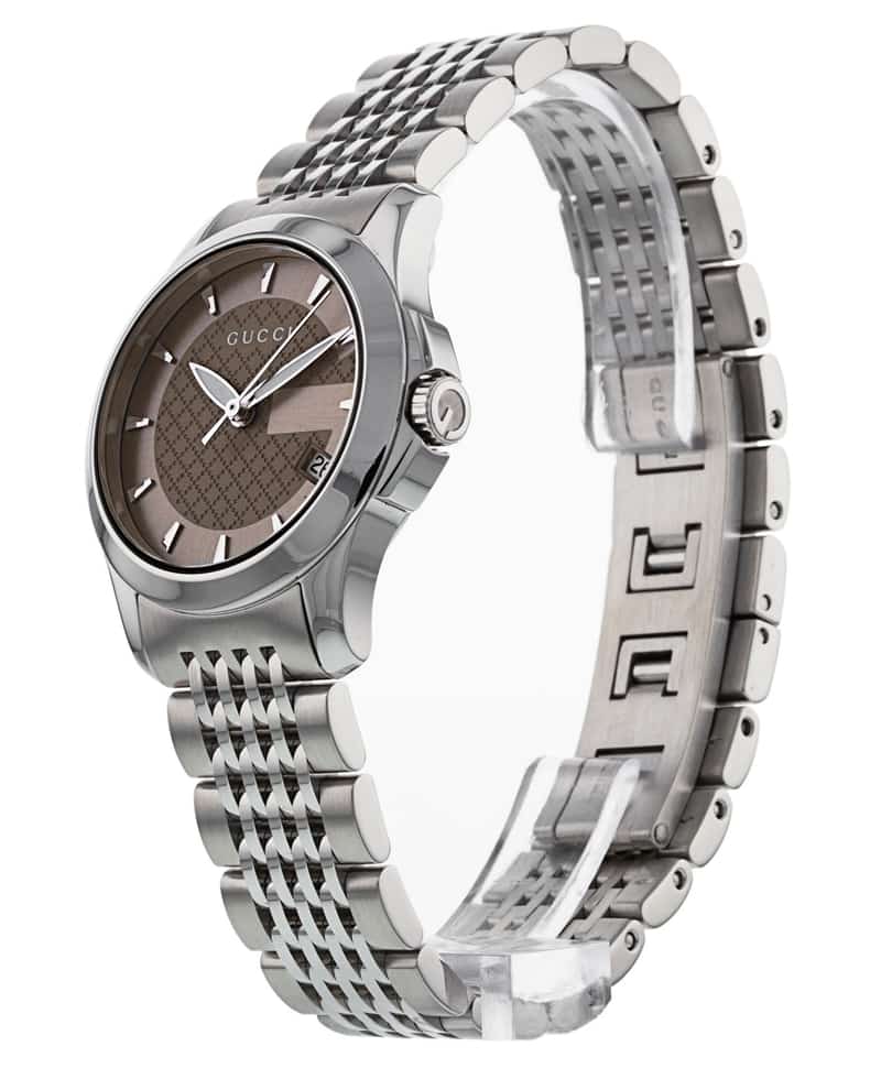Gucci G Timeless Brown Dial Silver Steel Strap Watch For Women - YA126503 Buy Now By Gucci