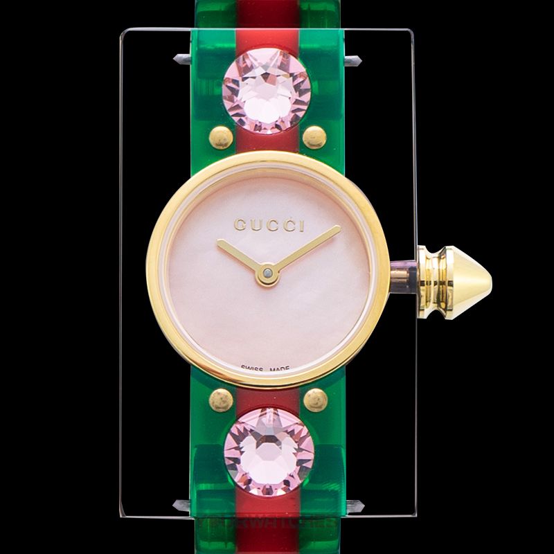 Gucci Vintage Web Pink Mother of Pearl Dial Two Tone Plastic Strap Watch For Women - YA143525 Buy Now By Gucci