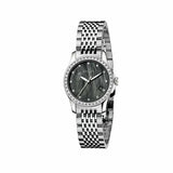 Gucci G Timeless Diamonds Mother of Pearl Black Dial Silver Mesh Bracelet Watch For Women - YA126507 Buy Now By Gucci